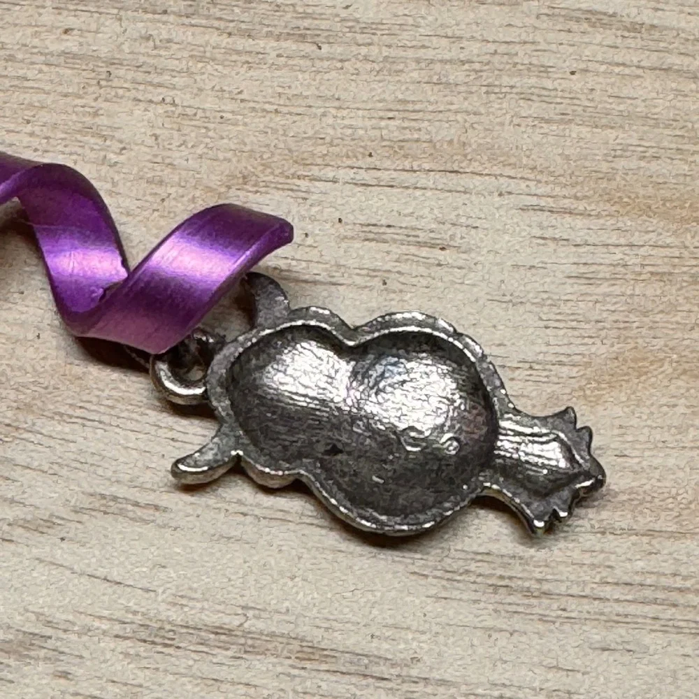 Y2K Purple Spiral Ribbon Owl Charm Hair Twister Boho Renaissance Accessory 5.9in